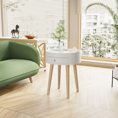 Nightstand With Storage Drawer, Bedside Table For Bedroom - White Home Essentials