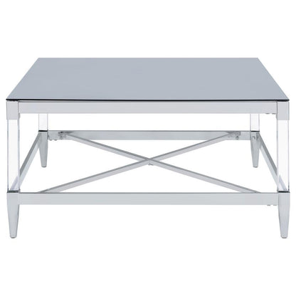 Lindley - Square Tempered Mirror Acrylic Coffee Table - Chrome