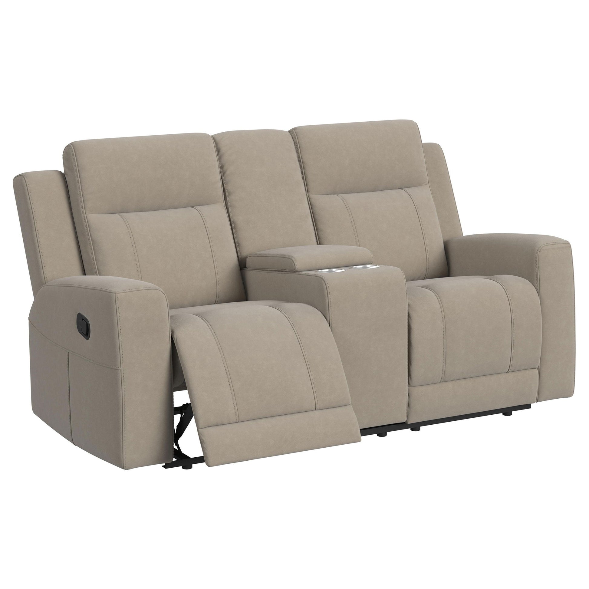 Slater - 3 Piece Upholstered Reclining Sofa Set And Built In Storage - Taupe Furniture Max