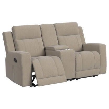 Slater - 3 Piece Upholstered Reclining Sofa Set And Built In Storage - Taupe Furniture Max