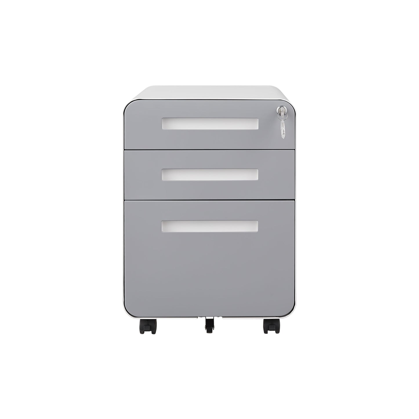 3 Drawer Mobile File Cabinet Under Desk Office, Simple Style Versatile Storage Cabinet For Legal / Letter / A4 Files, 5 Wheel Design Anti-Tilting Cold Rolled Steel Waterproof Moisture-Proof