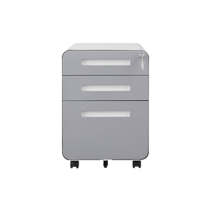 3 Drawer Mobile File Cabinet Under Desk Office, Simple Style Versatile Storage Cabinet For Legal / Letter / A4 Files, 5 Wheel Design Anti-Tilting Cold Rolled Steel Waterproof Moisture-Proof