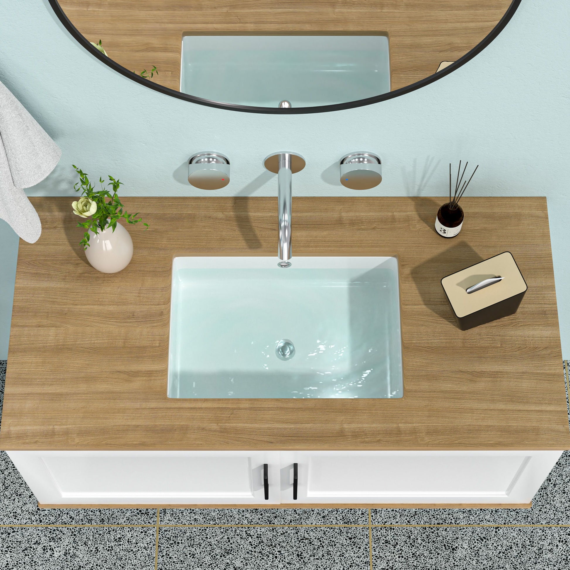 Modern Ceramic Rectangular Undermount Bathroom Sink With Overflow Daily Nest