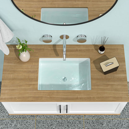 Modern Ceramic Rectangular Undermount Bathroom Sink With Overflow Daily Nest