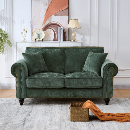 2 Seater Sofa With Rolled Arms, Tufted Upholstered Couch Home Essentials