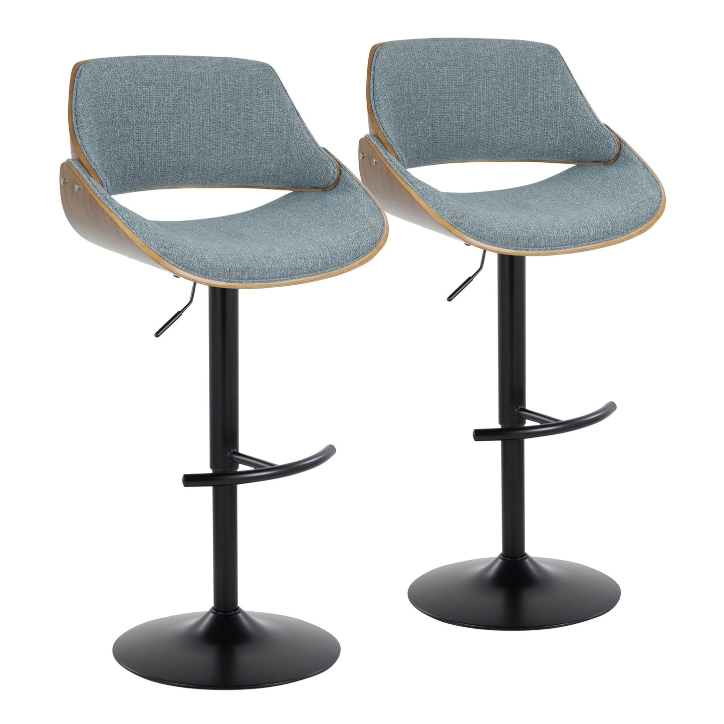 Fabrizzi - Mid Century Modern Adjustable BarStool With Rounded T Footrest (Set of 2) Lumi Source