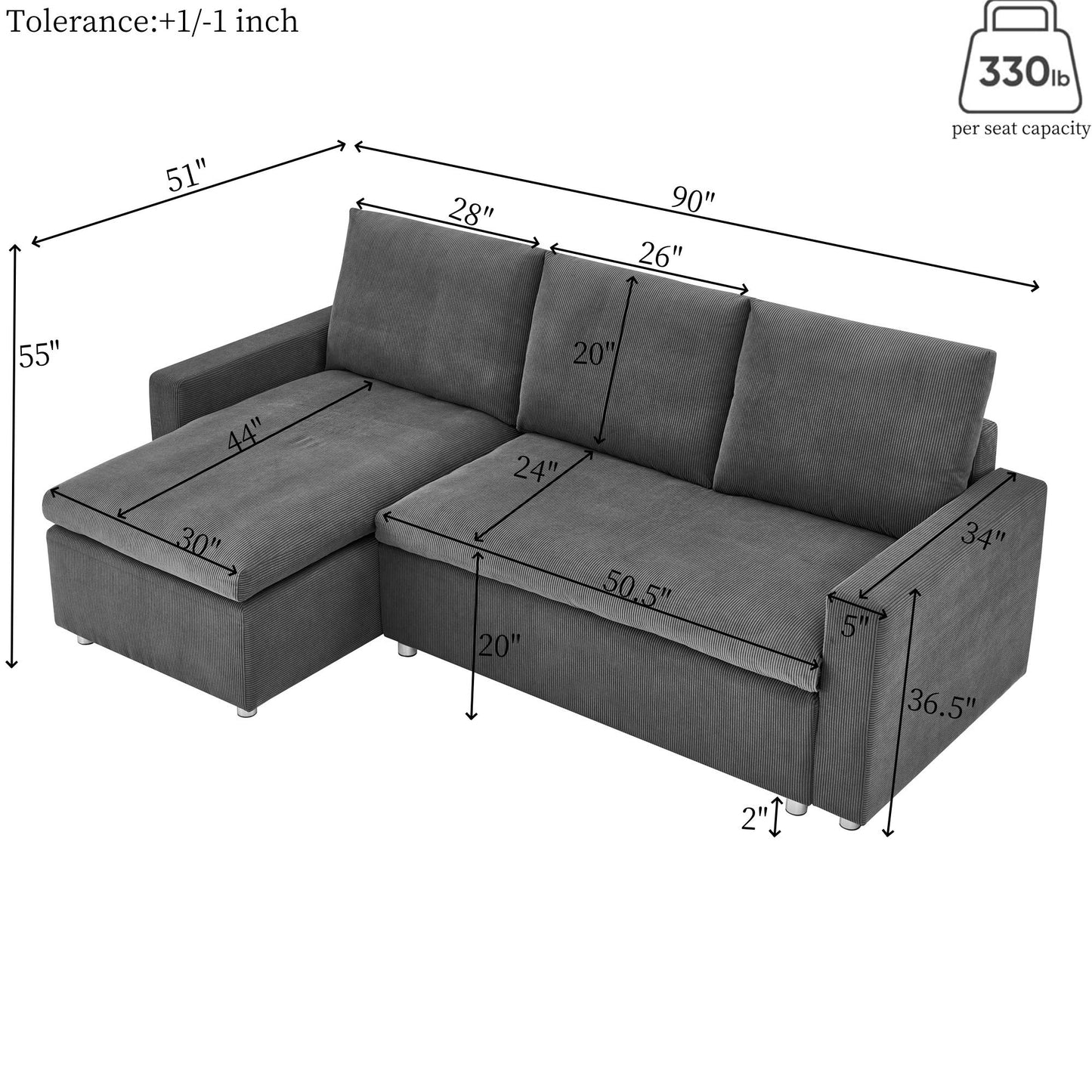 Convertible L Shaped Sleeper Sofa Bed With Reversible Chaise And Storage Home Essentials