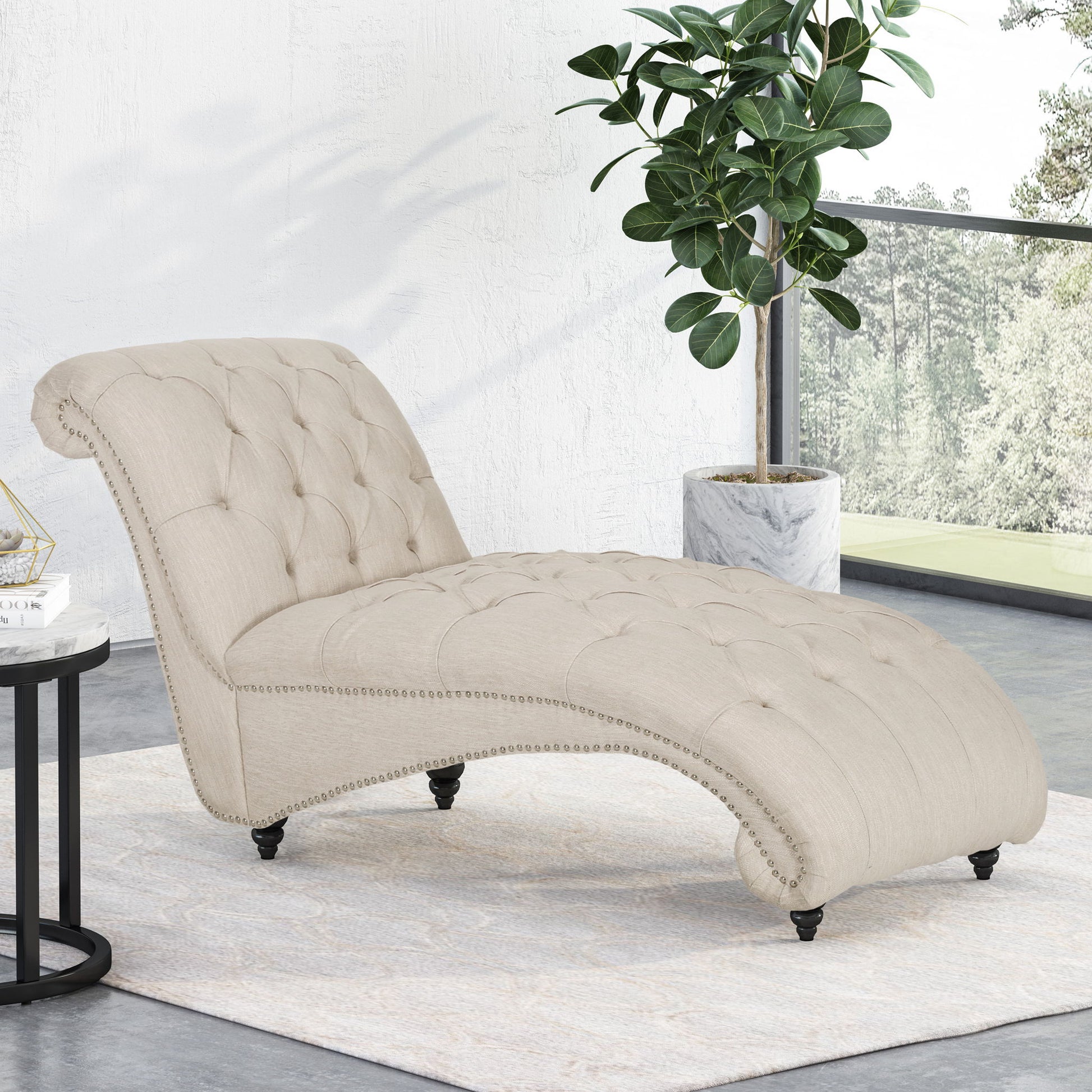 Chaise Lounge With Button Tufted Diamon Stitch Noble House