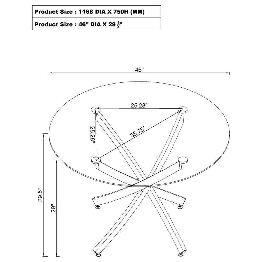 Beckham - Round Glass Top Dining Table CoasterEveryday