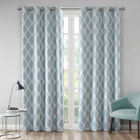 Blakesly - 84" Printed Ikat Blackout Panel - Aqua SunSmart