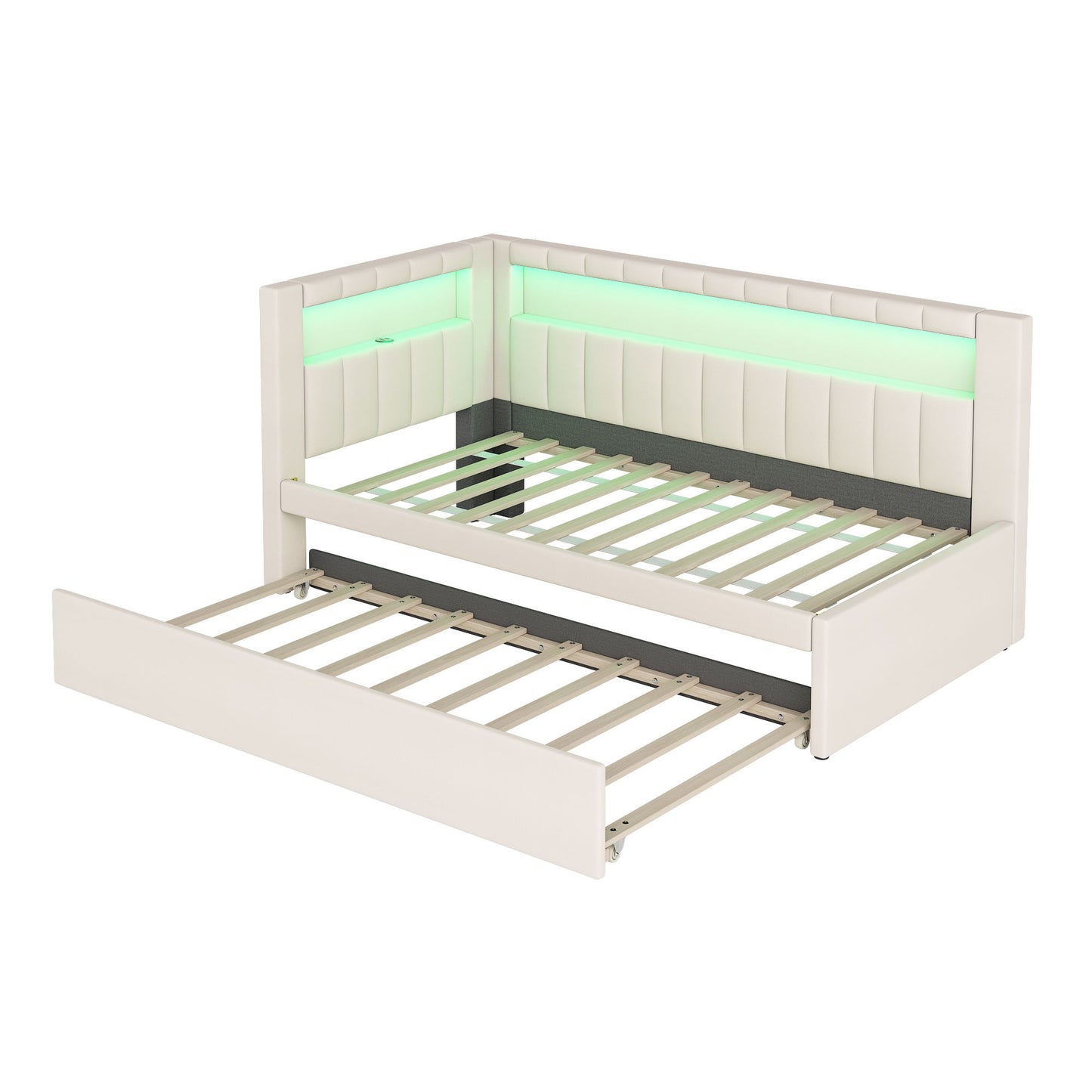 Upholstered Platform Bed With USB Ports And LED Belt Dreamland