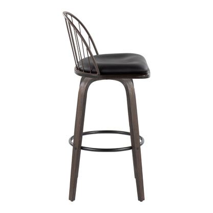 Riley - Industrial / Urban Fixed Height Barstool With Swivel With Removable Cushion (Set of 2) Lumi Source