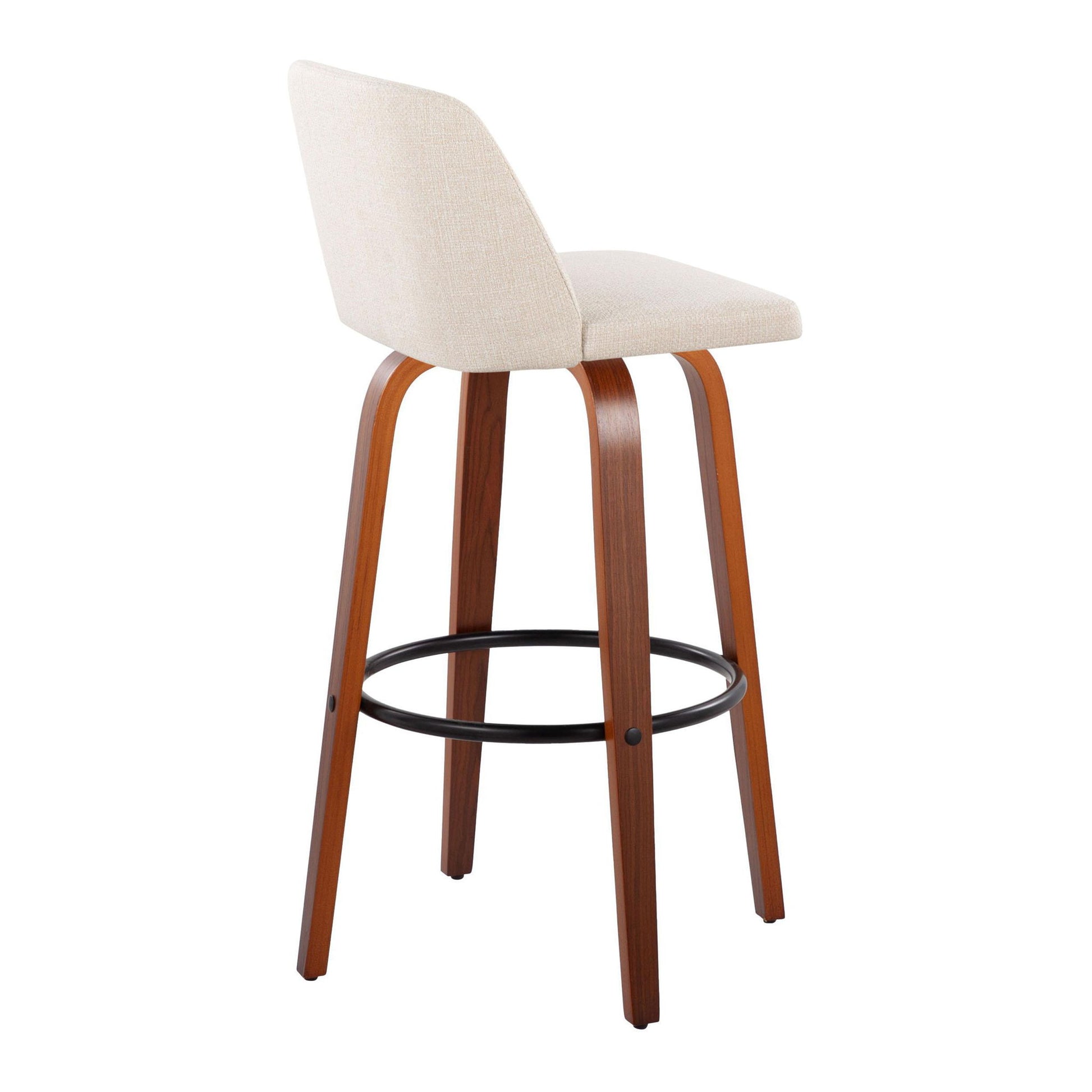 Toriano - Mid Century Modern Fixed Height Barstool Swivel And Round Footrest (Set of 2) Lumi Source
