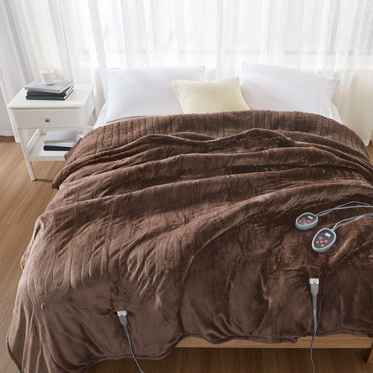 Heated Microlight to Berber - Queen Blanket - Chocolate Beautyrest