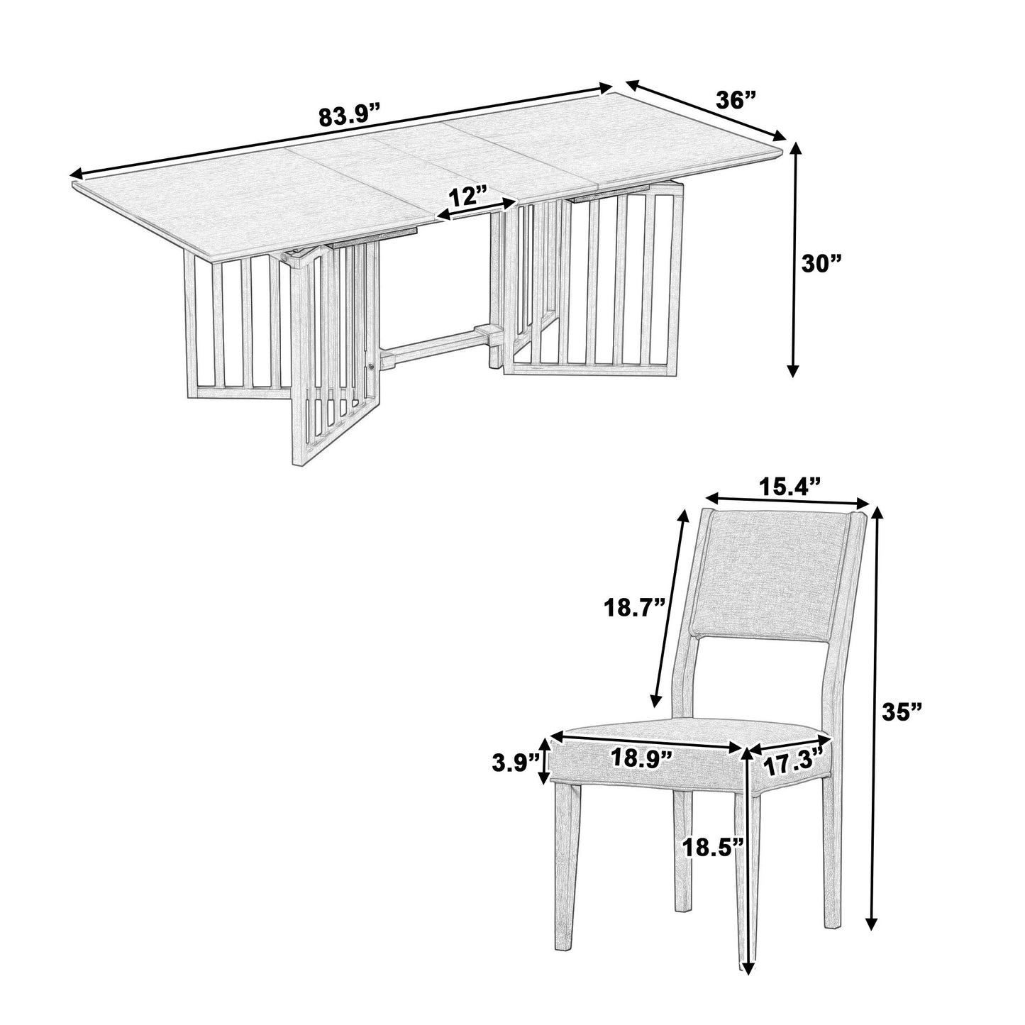 Topmax - 9 Piece Farmhouse Extendable Dining Table Set With 2 Removable Leaves And 8 Upholstered Dining Chairs Hearth and Haven