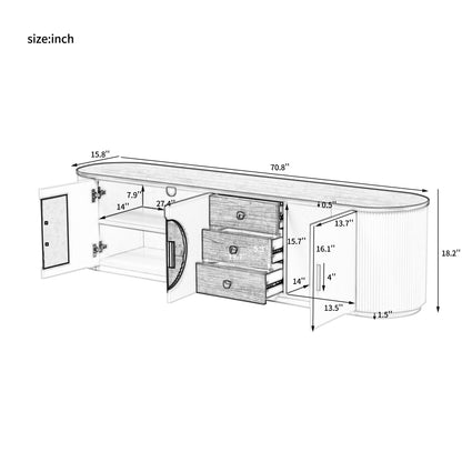 Modern Minimalist TV Stand For TVs Up To 80" With 3 Drawers And 1 Shelf Hearth and Haven