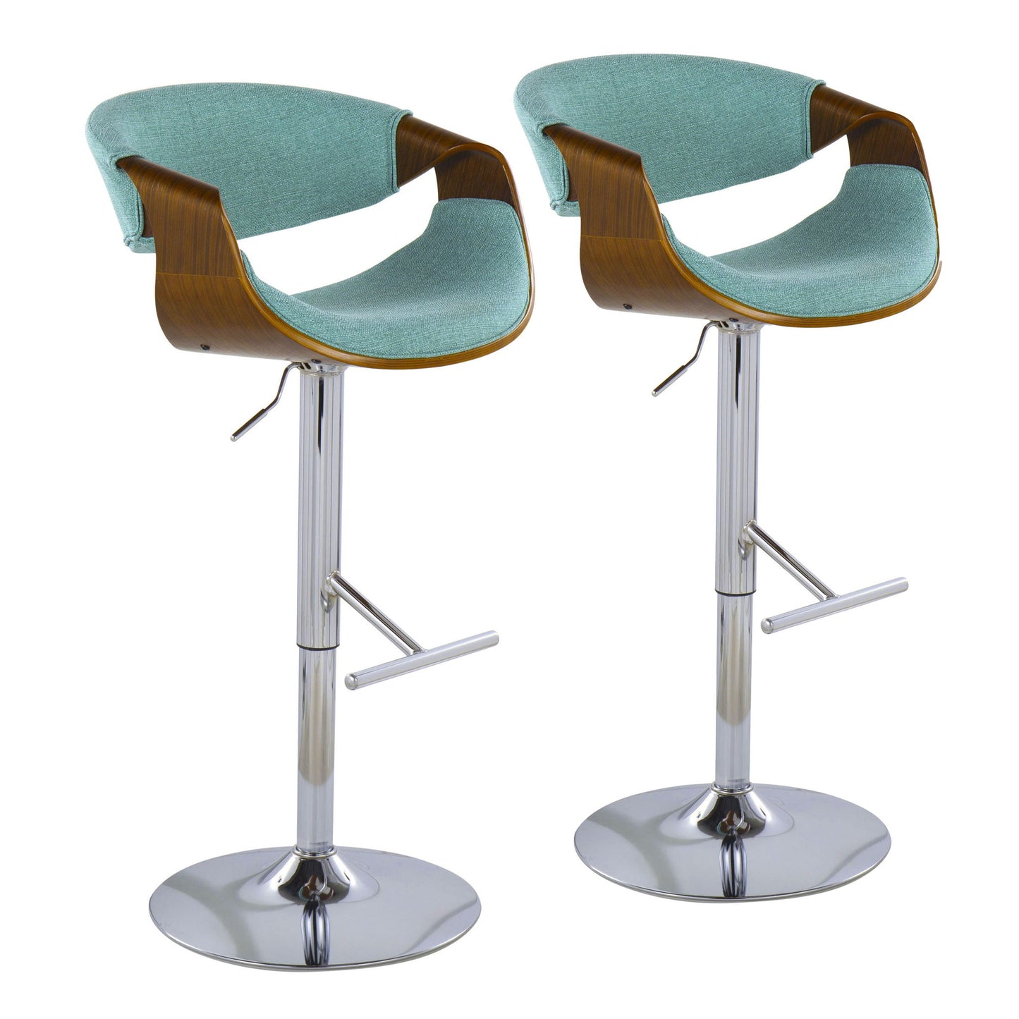 Curvo - Mid Century Modern Adjustable Barstool With Swivel With Straight T Footrest Lumi Source