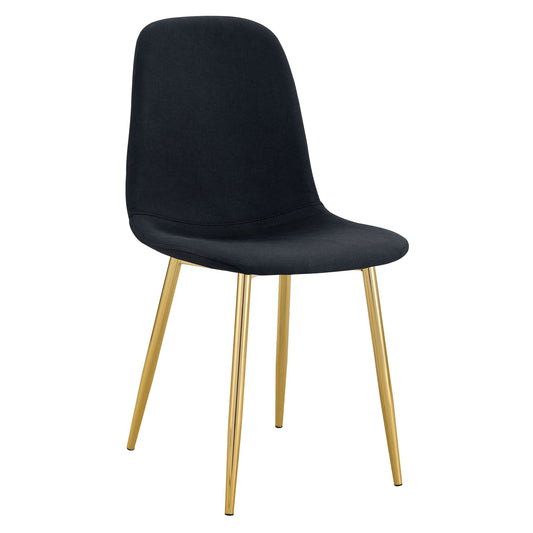 Luxury Simple Chair (Set of 4) Linen Cotton High Resilience Dining Chair With Metal en Legs - Black / Gold Home Essentials