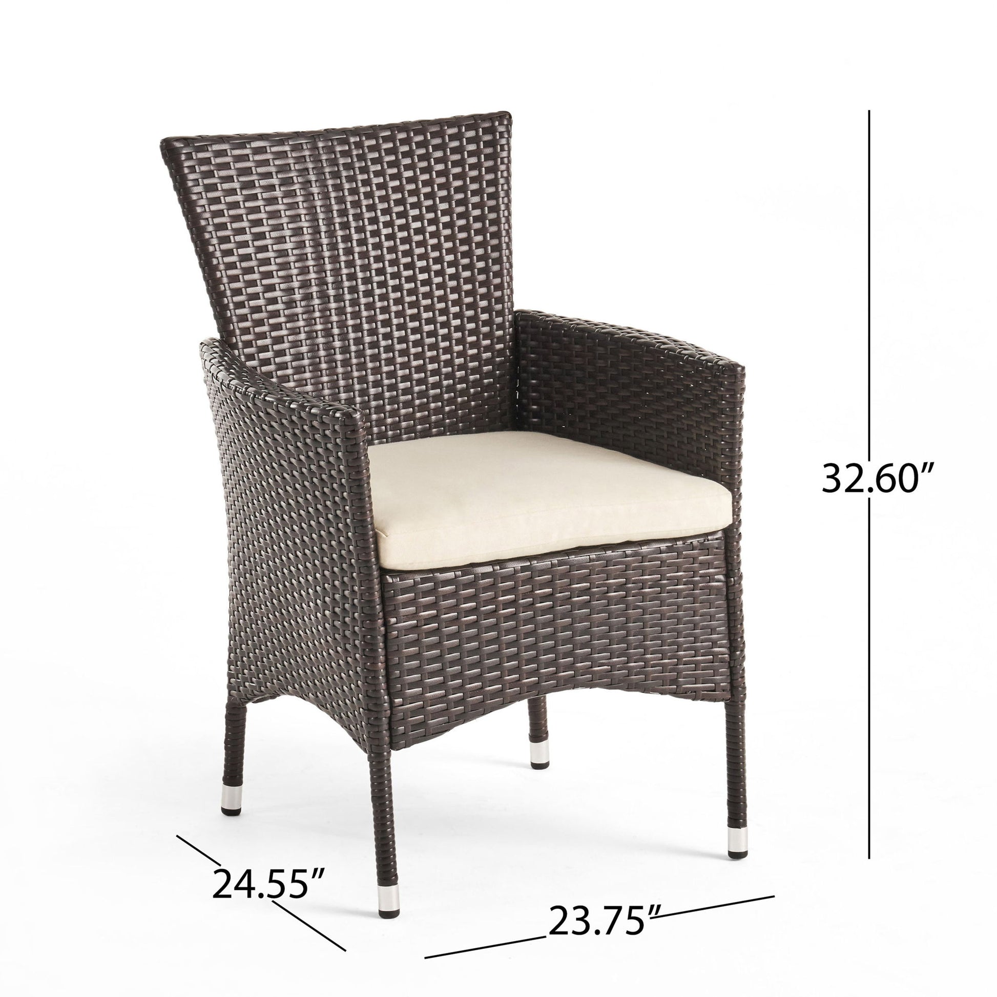 Clementine - Outdoor Wicker Dining Chairs Set With Water Resistant Cushions (Set of 2) - Brown Multi Noble House
