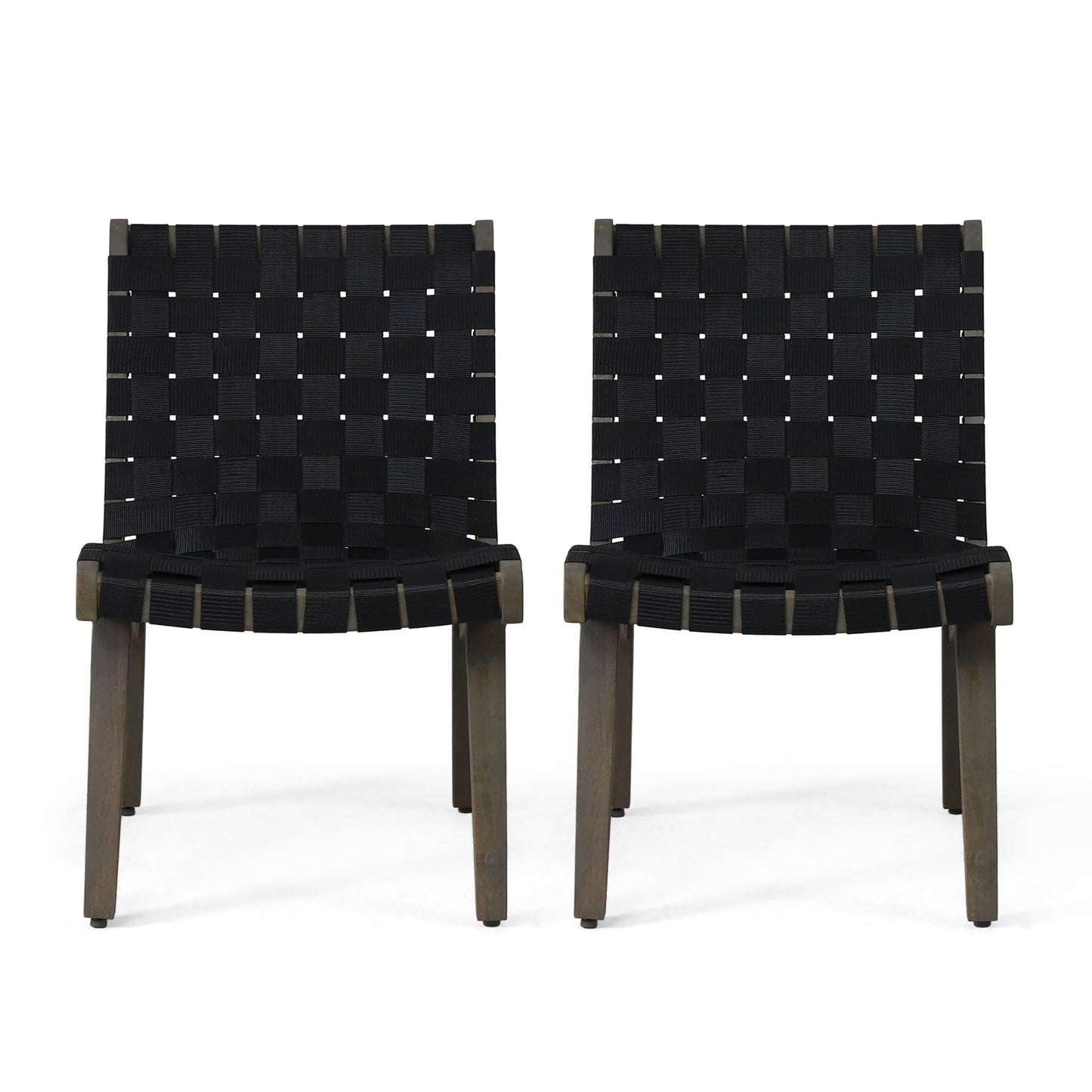 Lounge Chair With Stunning Rope Weave Design, (Set of 2) - Black Noble House