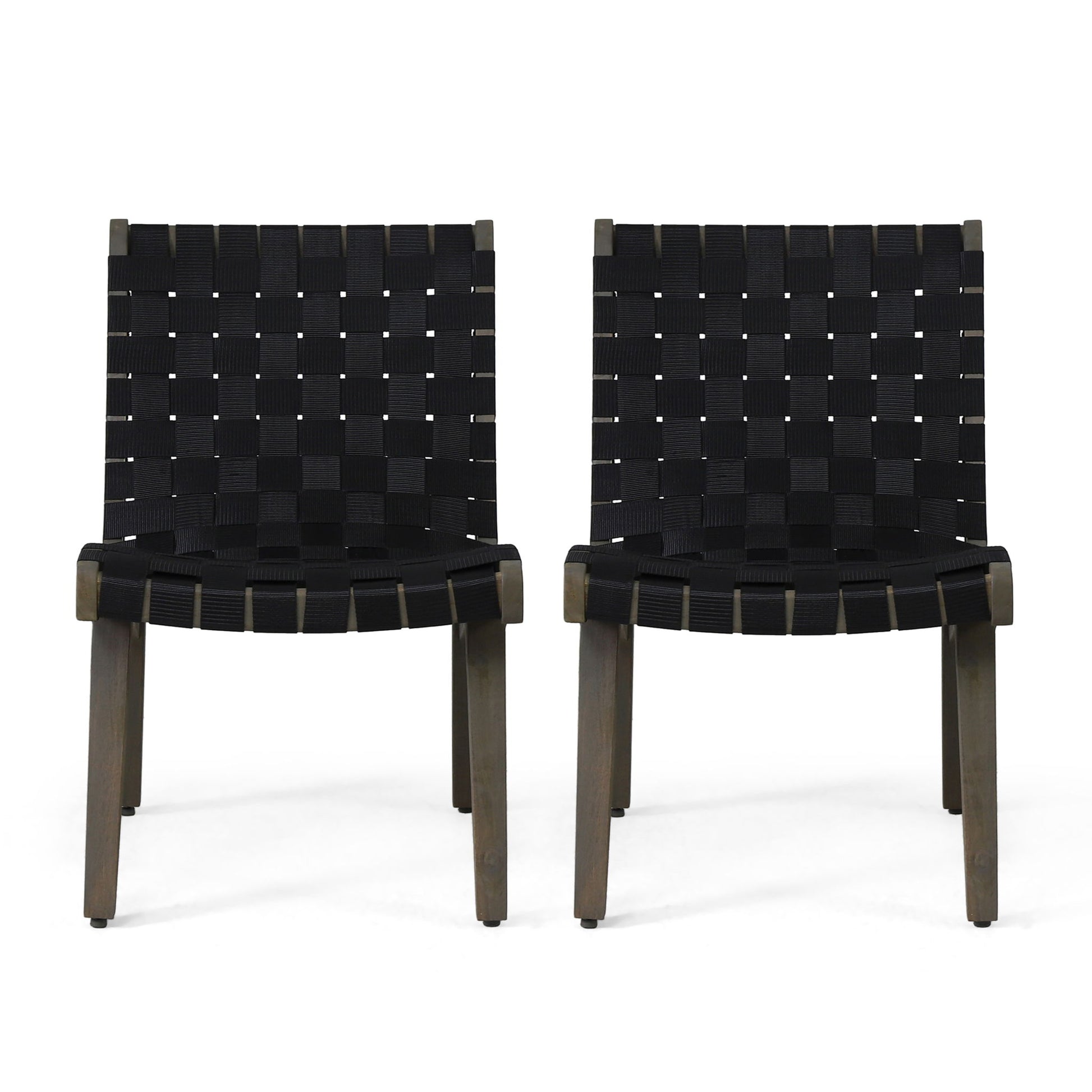 Lounge Chair With Stunning Rope Weave Design, (Set of 2) - Black Noble House