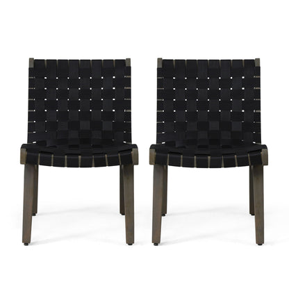Lounge Chair With Stunning Rope Weave Design, (Set of 2) - Black Noble House
