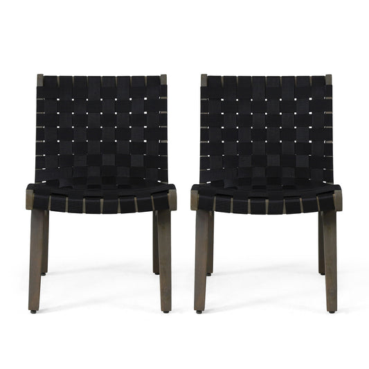 Lounge Chair With Stunning Rope Weave Design, (Set of 2) - Black Noble House