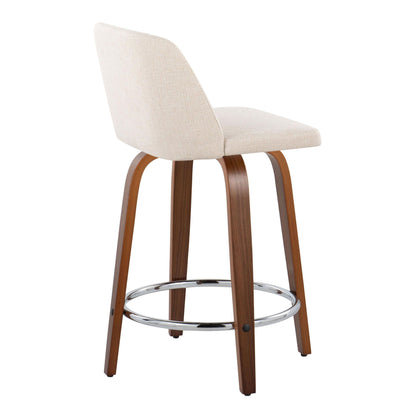 Toriano - Mid Century Modern Fixed Height Counter Stool With Swivel With Round Footrest (Set of 2) Lumi Source