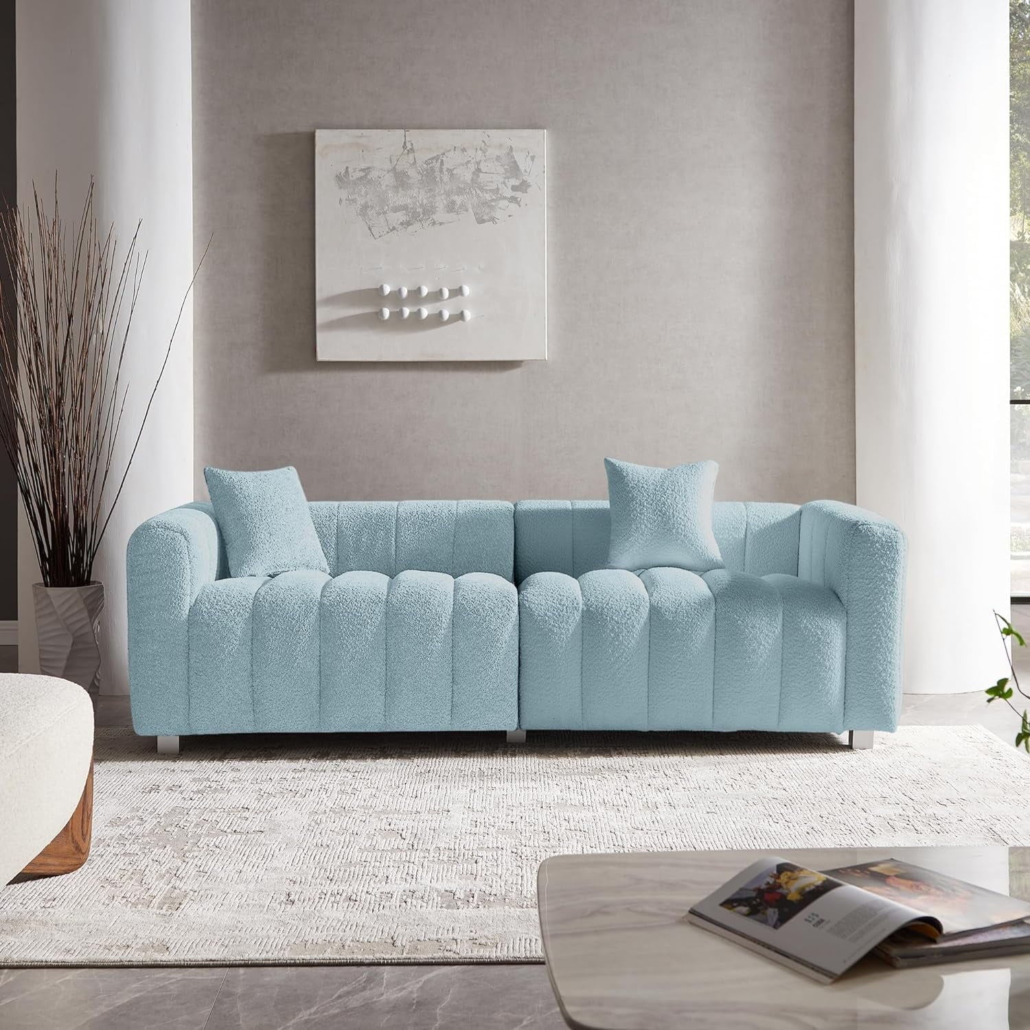 Modern 3 Seater Sofa With 2 Pillows Home Essentials