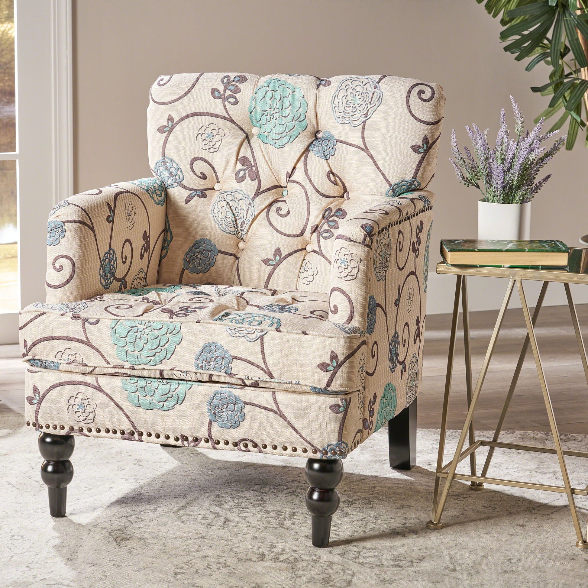 Vitality - Club Chair With Button Tufted Diamond Stitching And Turned Legs Noble House