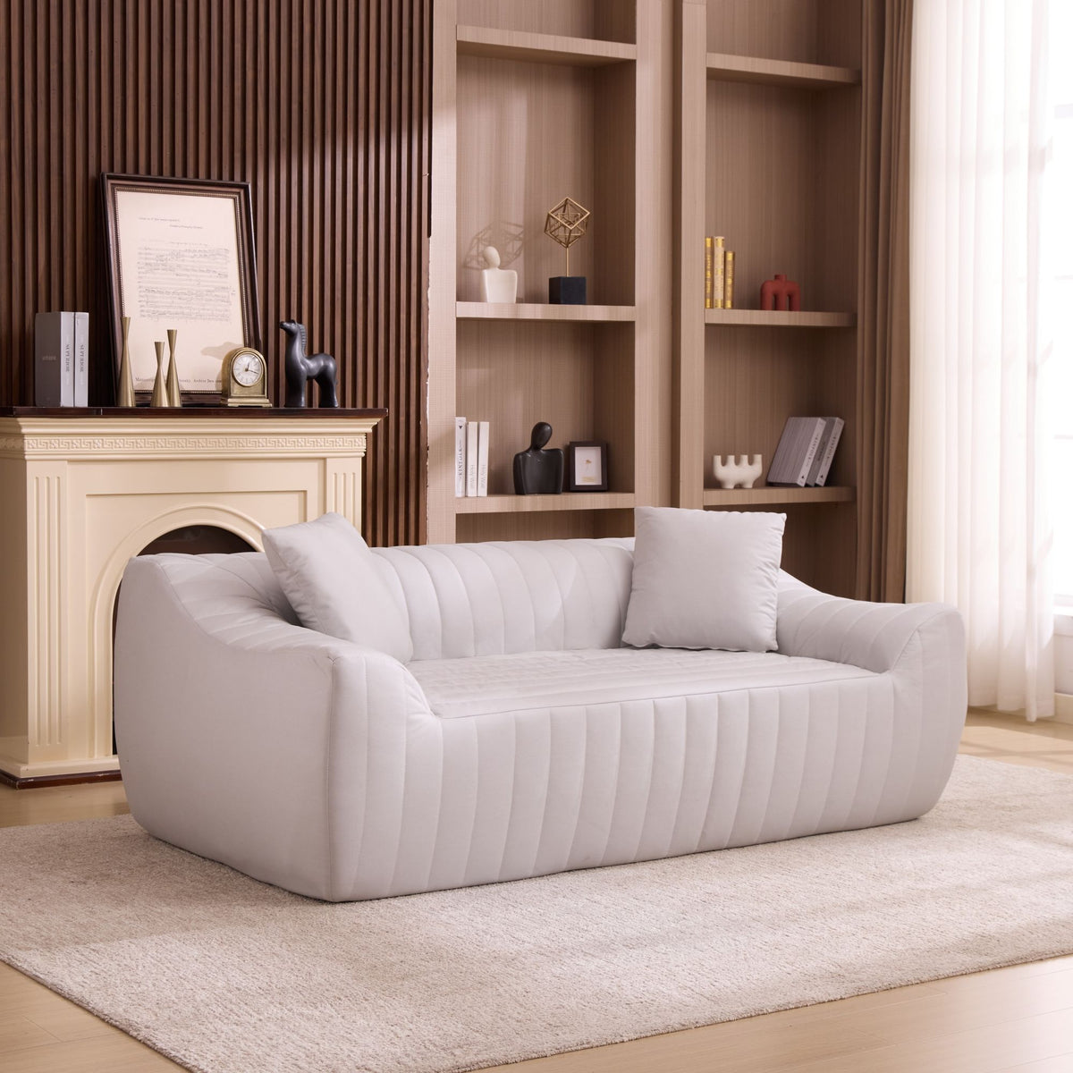 Oversized 2 Seater Loveseat With 2 Decor Throw Pillows, Deep Seat Sofa For Living Rooms Hearth and Haven