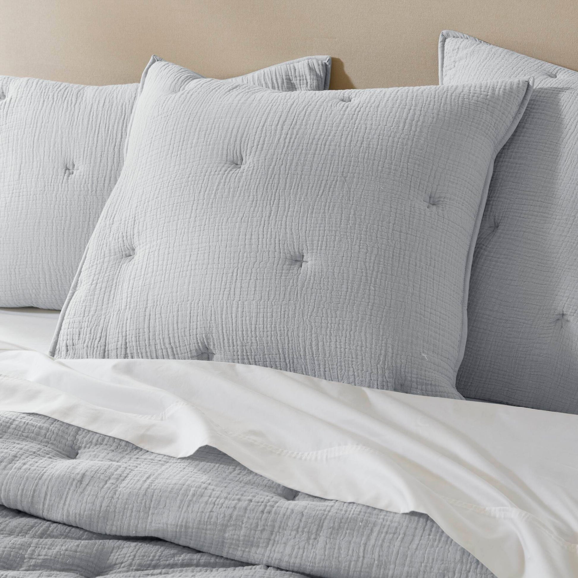 Breeze - Gauze Embroidered Euro Sham - Blue Harbor House Blue