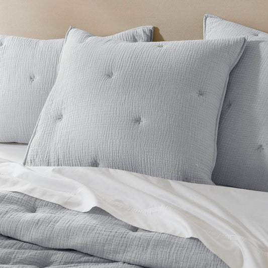 Breeze - Gauze Embroidered Euro Sham - Blue Harbor House Blue