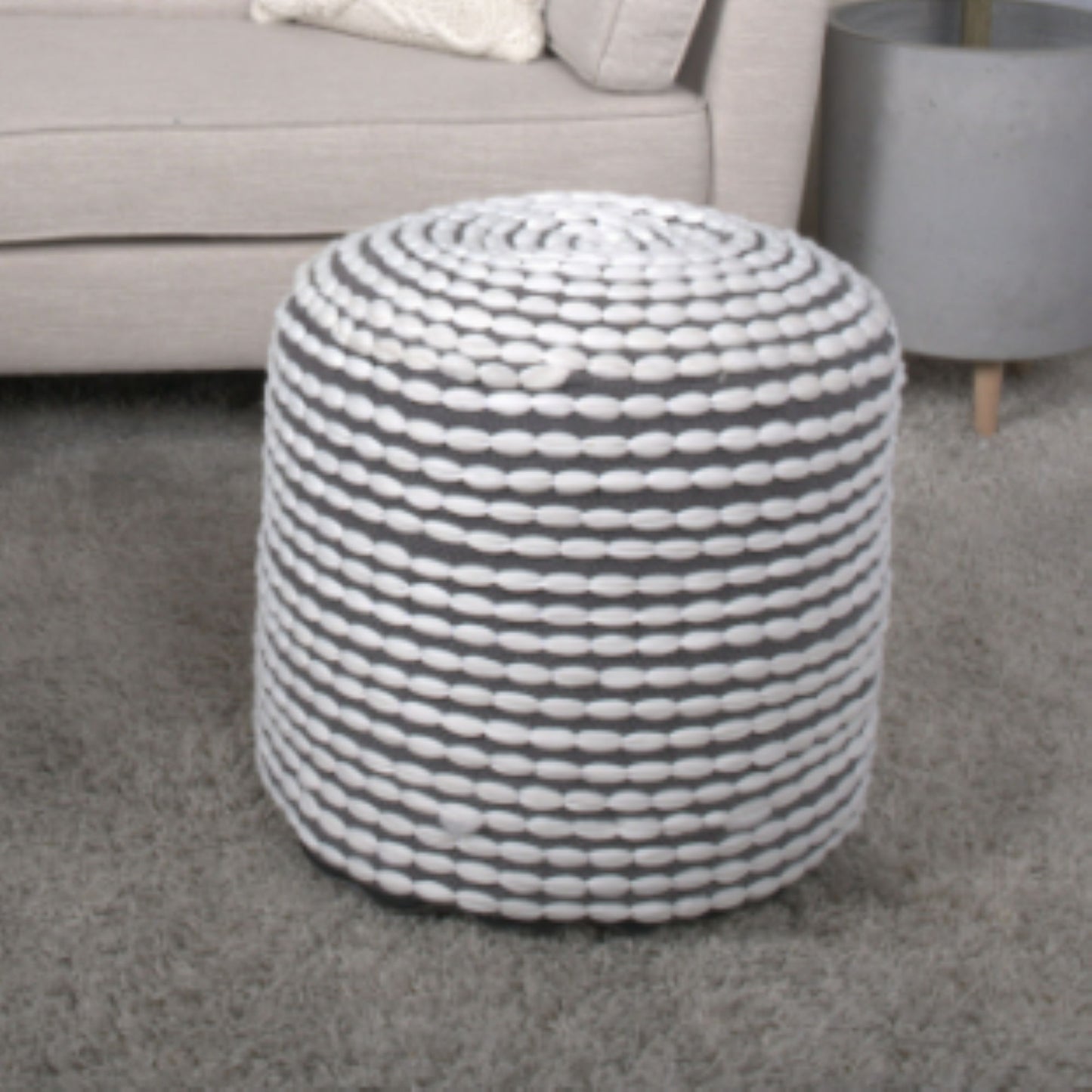 River - Handcrafted Cylindrical Pouf Water Resistant Fabric Home Essentials