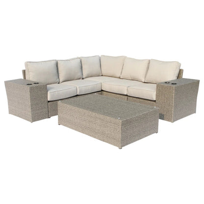 Outdoor Wicker Sectional With Weather Resistant Cushions And Table LSI Patio Furniture