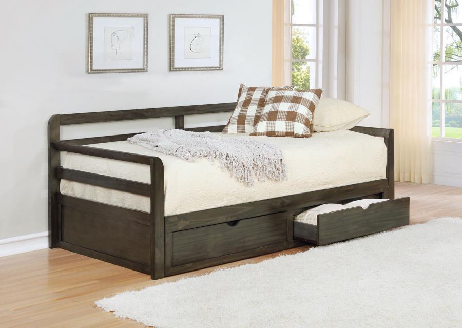 Sorrento - 2-Drawer Twin Long Daybed With Extension Trundle - Gray CoasterEssence