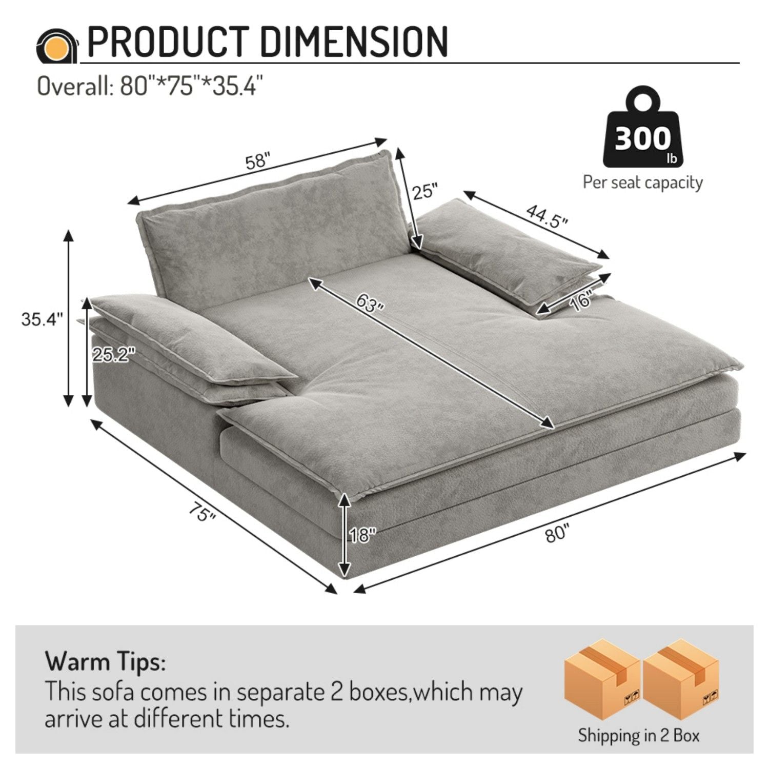 Modern Oversized Double Chaise Lounge Chair Home Essentials