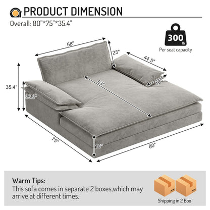 Modern Oversized Double Chaise Lounge Chair Home Essentials