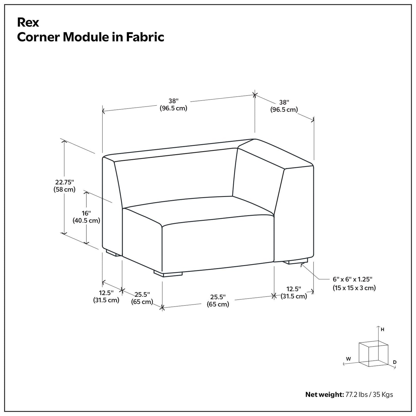 Rex - Corner Sofa Module Simpli-Home