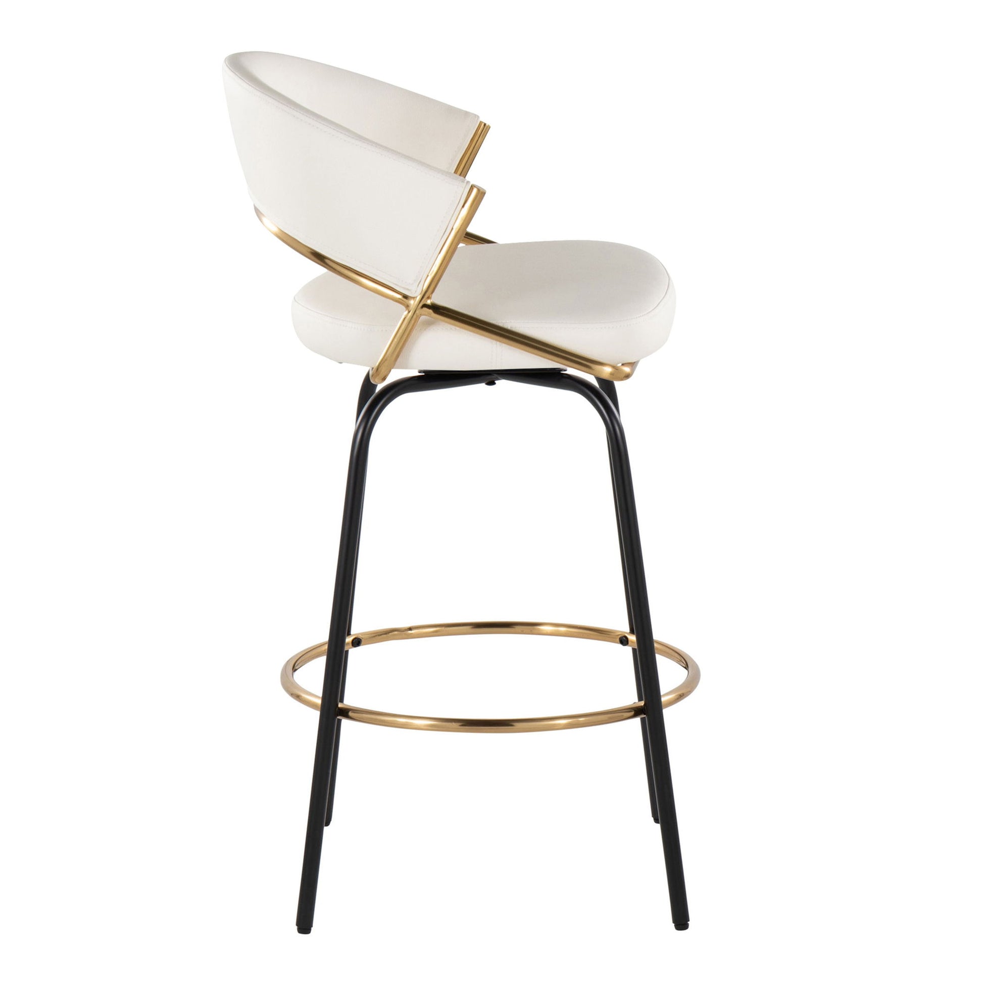 Jie - Fixed Height Contemporary Counter Stool With Swivel Round Footrest (Set of 2) Lumi Source