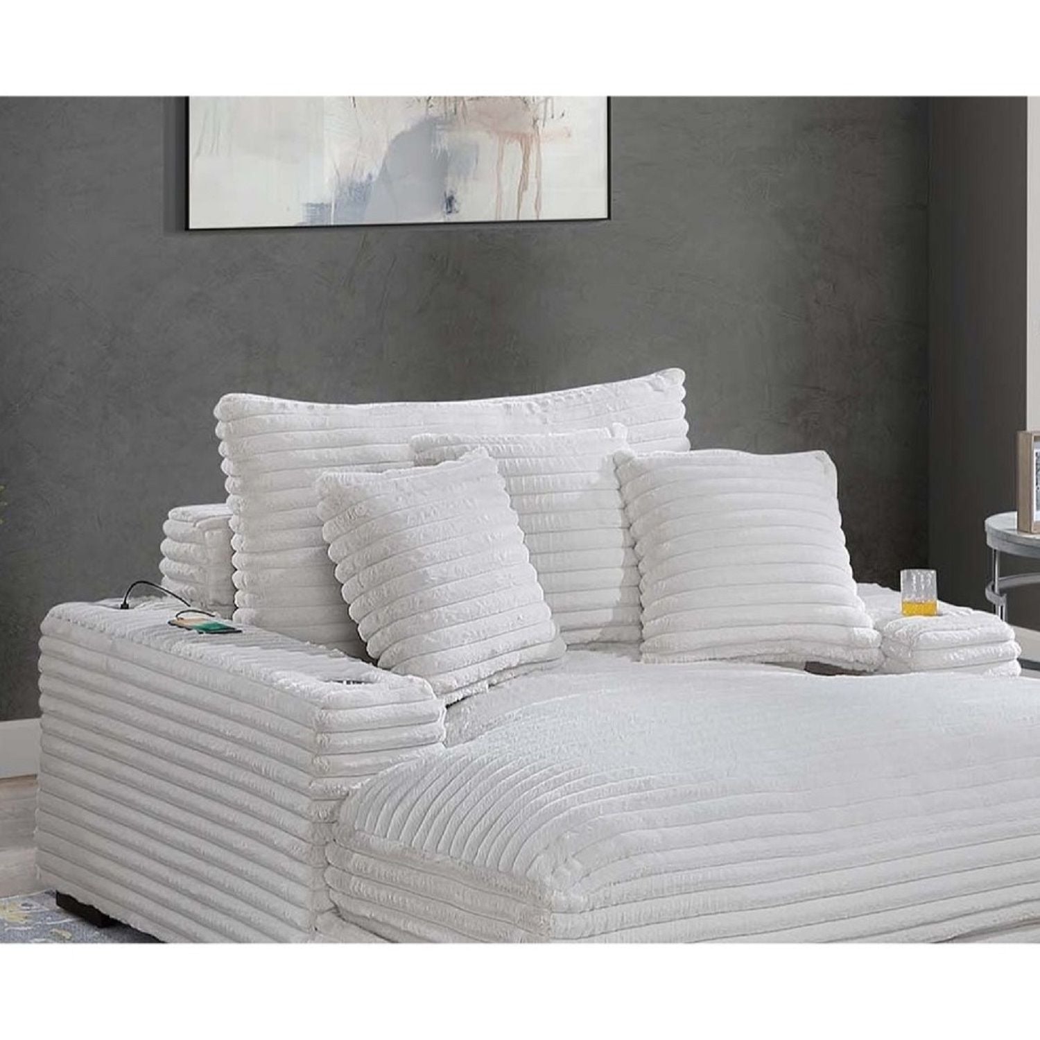 Chaise Lounge With 2 Cup Holders And USB Ports Home Essentials