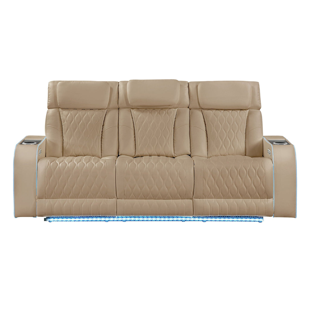 Electra - Power Reclining Sofa With Power Headrests, Drop Down Table, Reading Light, Massage, LED Lighting And USB Control Matrix Furniture Group