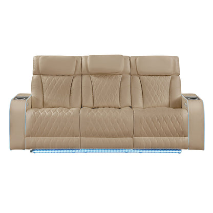 Electra - Power Reclining Sofa With Power Headrests, Drop Down Table, Reading Light, Massage, LED Lighting And USB Control Matrix Furniture Group