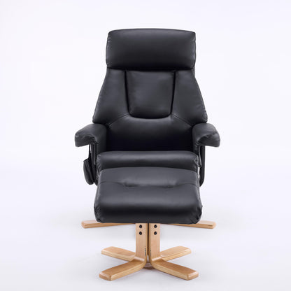 Upholstered Heated Massage 360° Swivel Accent Chair With Ottoman Home Essentials