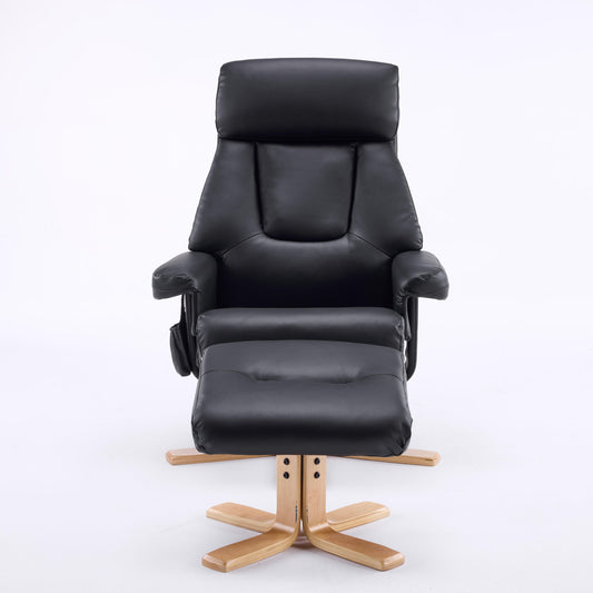 Upholstered Heated Massage 360° Swivel Accent Chair With Ottoman Home Essentials