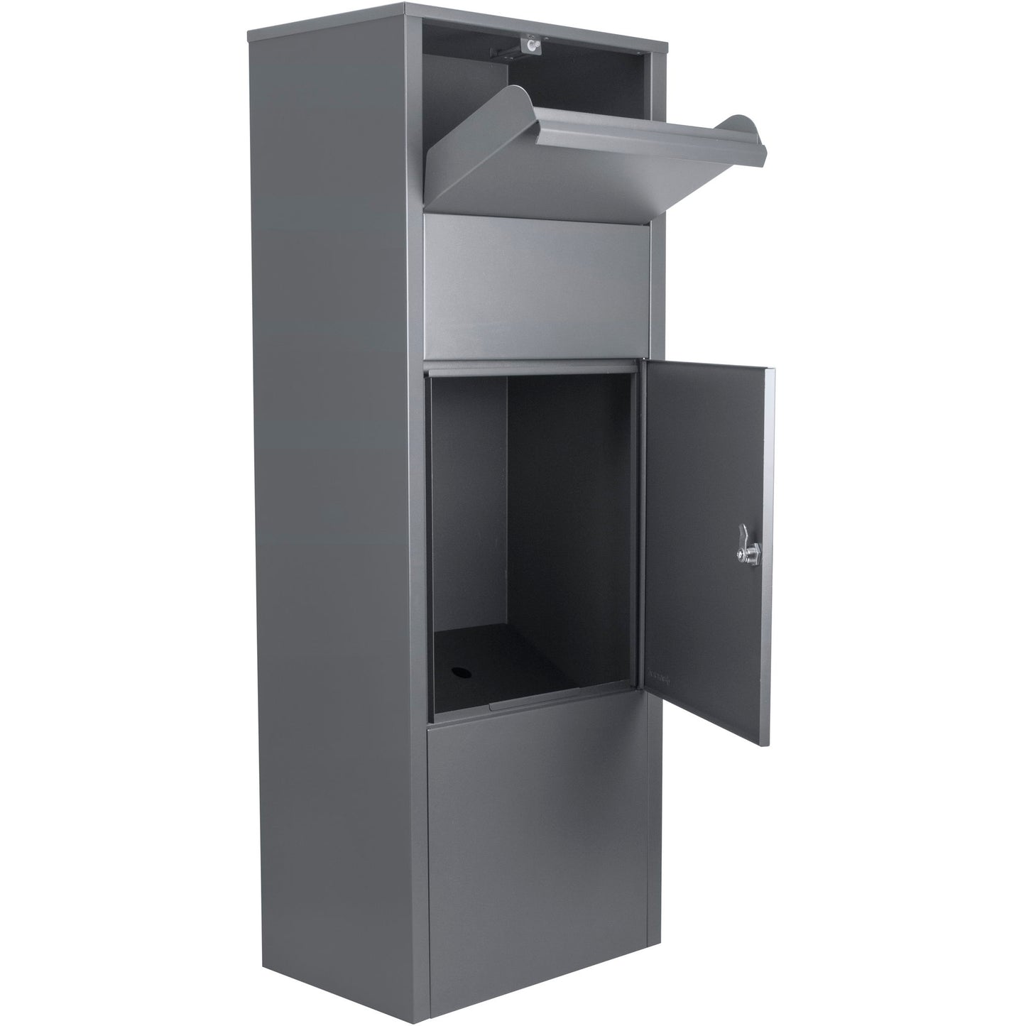 Steel Large Single Compartment Locking Parcel Drop Box With Keyed Access - Gray Daily Nest