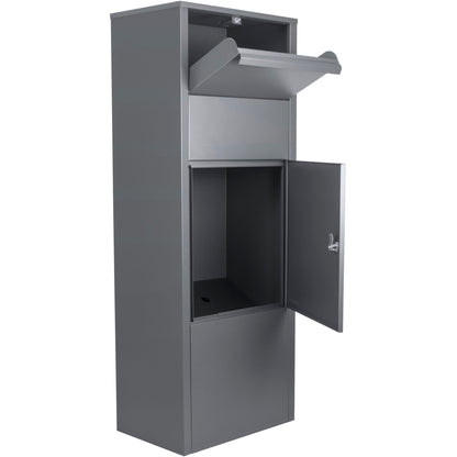 Steel Large Single Compartment Locking Parcel Drop Box With Keyed Access - Gray Daily Nest