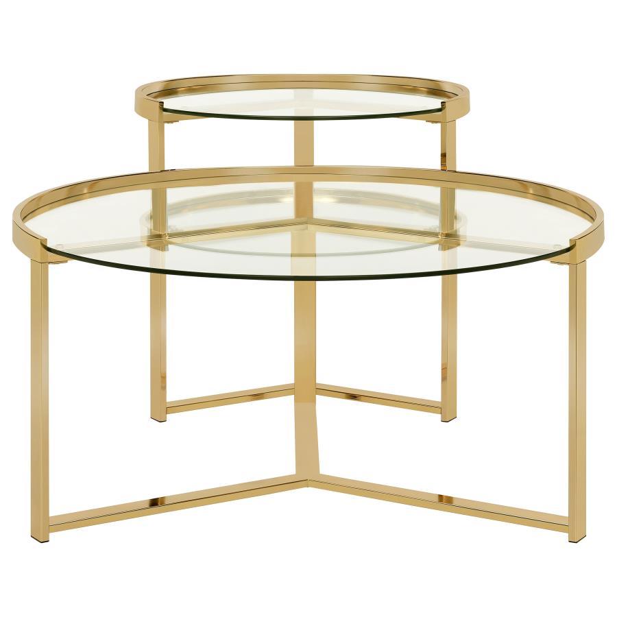 Delia - 2 Piece Round Glass Top Nesting Coffee Table