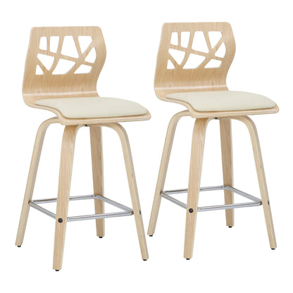 Folia - Mid Century Modern Counter Stool With Footrest (Set of 2) Lumi Source