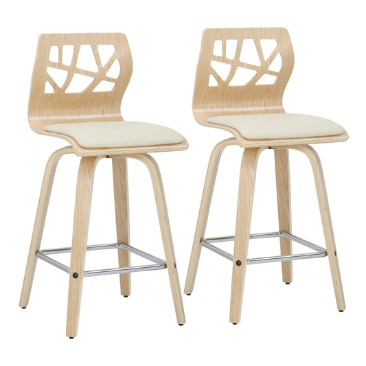 Folia - Mid Century Modern Counter Stool With Footrest (Set of 2) Lumi Source